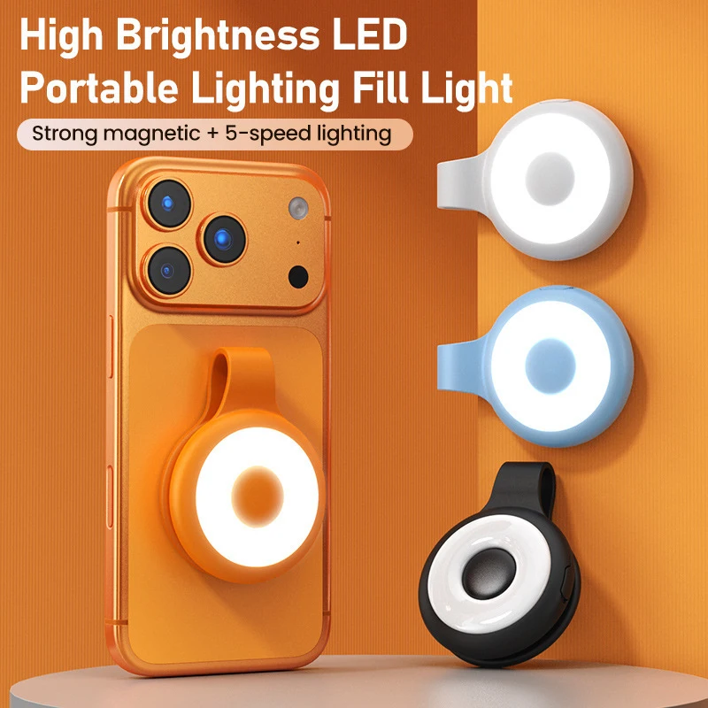 

Портативный магнитный светильник для телефона с 3 цветовыми температурами, светодиодный заполняющий свет с клипсой для видеоблогов, прямых трансляций и фотографии