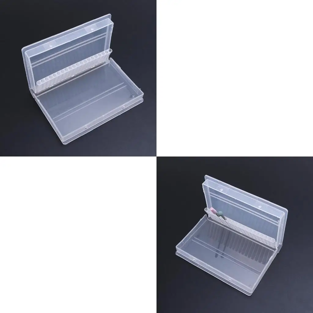 

H58C Lightweight 20 Slots Clear Drill Bit Brush Plastic Storage Box Holder Container Manicure Cutters Display Tools