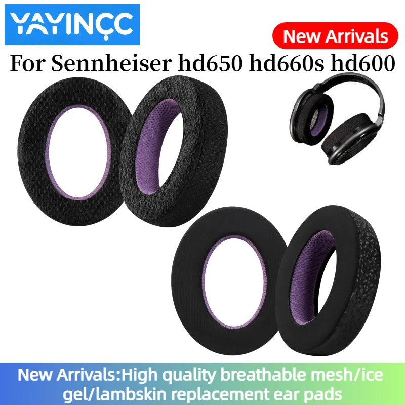 

YAYINCC Replacement Breathable mesh fabric style /Ice Memory Foam Cushions EarPads For Sennheiser hd650 hd660s hd600 Headphones