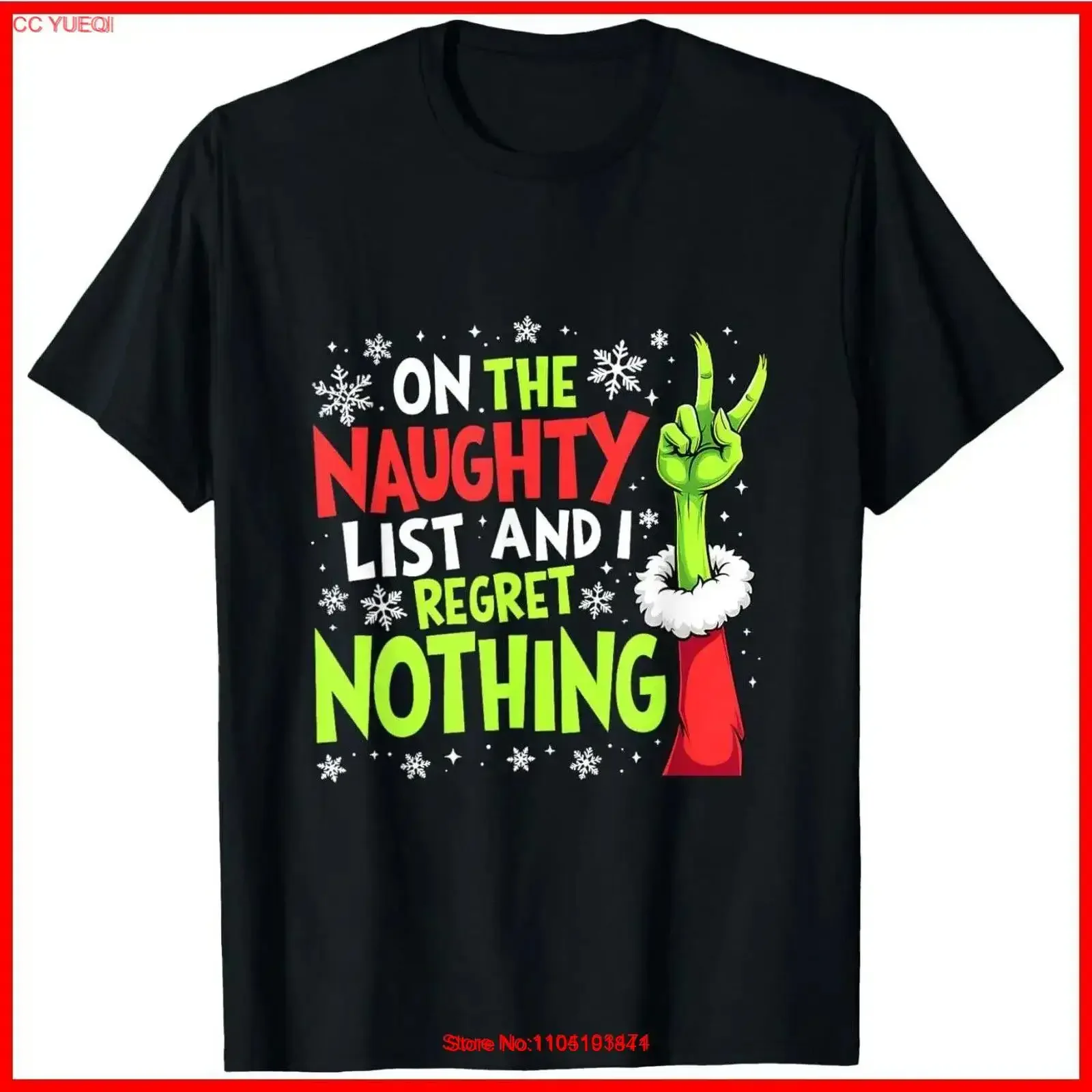 Funny Christmas On The Naughty List And I Regret Nothing Black Cotton T Shirt vintage Washed streetwear Comfortable Stylish