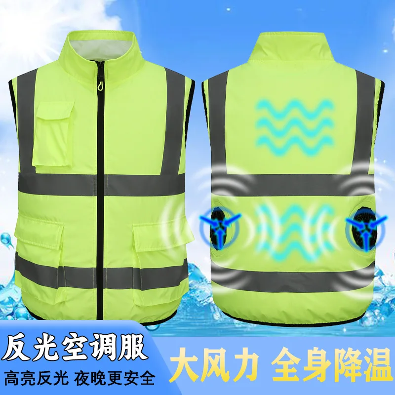 Cross-Border Summer Air Conditioning Room Clothes Outdoor Cooling Belt Reflective Stripe Cooling Jacket Vest Construction Site N