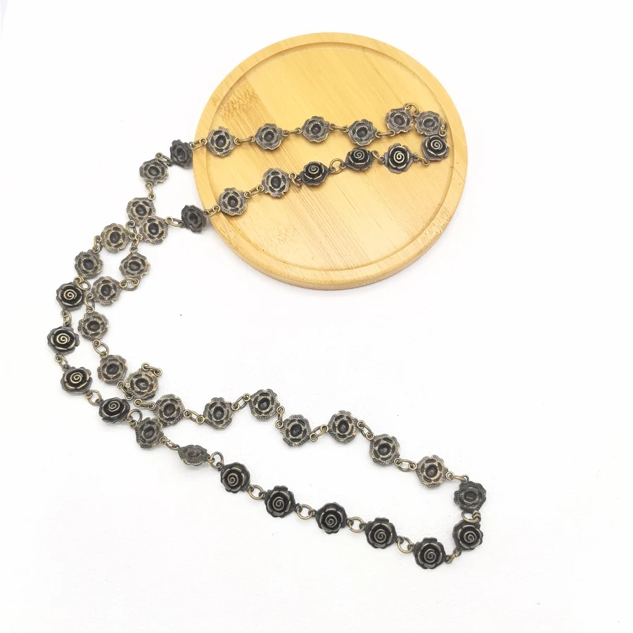1Meter Bronze Metal Necklace Chains Rose Flower Bulk Fit Bracelets Findings Link Chain For Jewelry Makings Extension Chain 30426