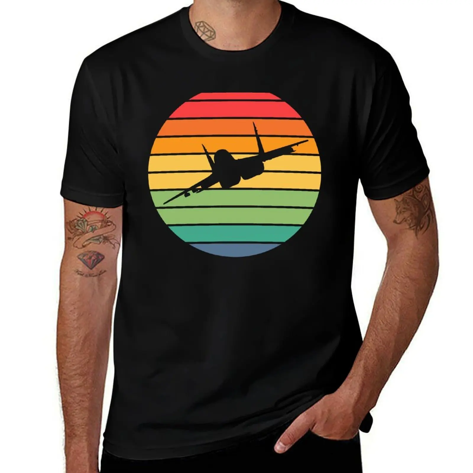 Military Aviation Retro T-Shirt Big and Tall Solid Color T-Shirt
