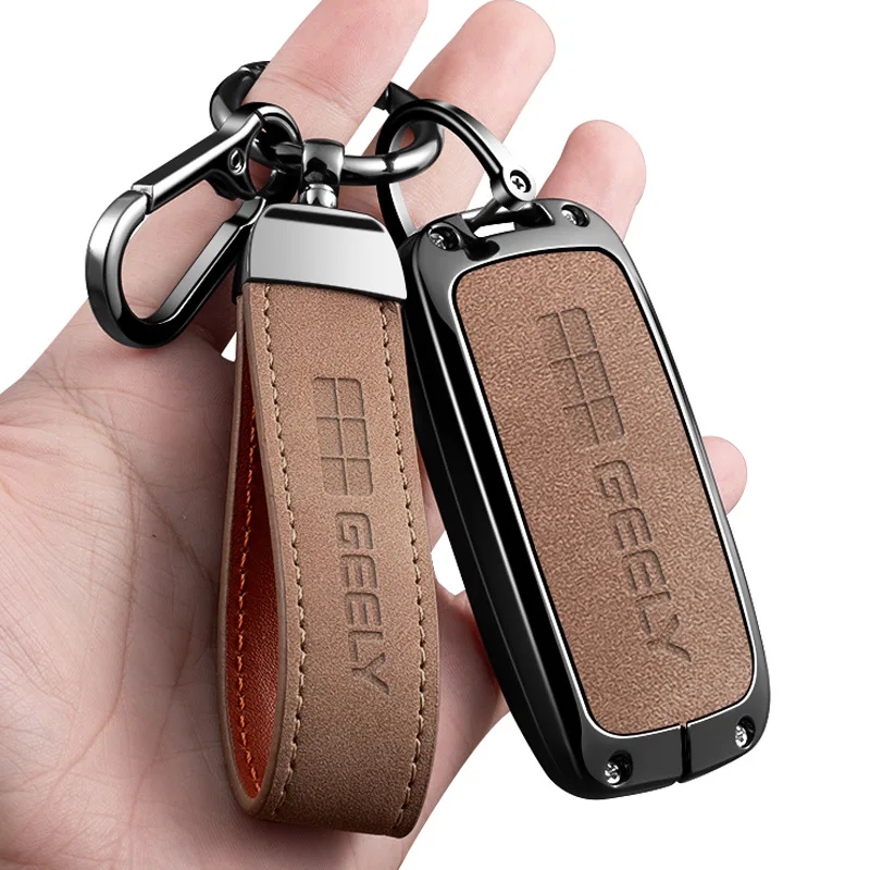 Car Accessories Zinc Alloy Leather Key Case Cover For Geely Galaxy EX5 E5 L6 L7 EMI NO.1 Proton e.MAS 7 5 E8 Starry 8 Key Holder