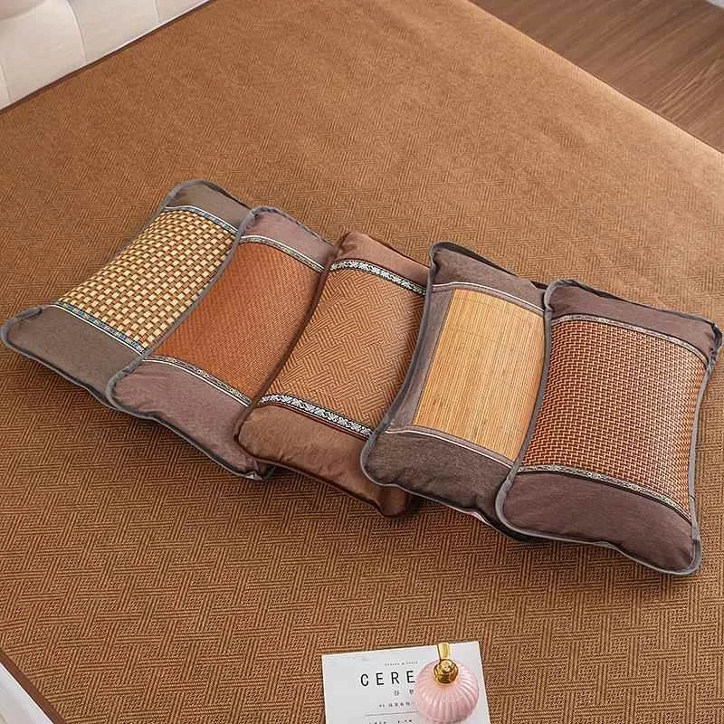 Summer Ice Silk Cooling Pillow Adult Use Bamboo Fiber Pillow Core Hard Support for Office Use Single Person Mahjong Game