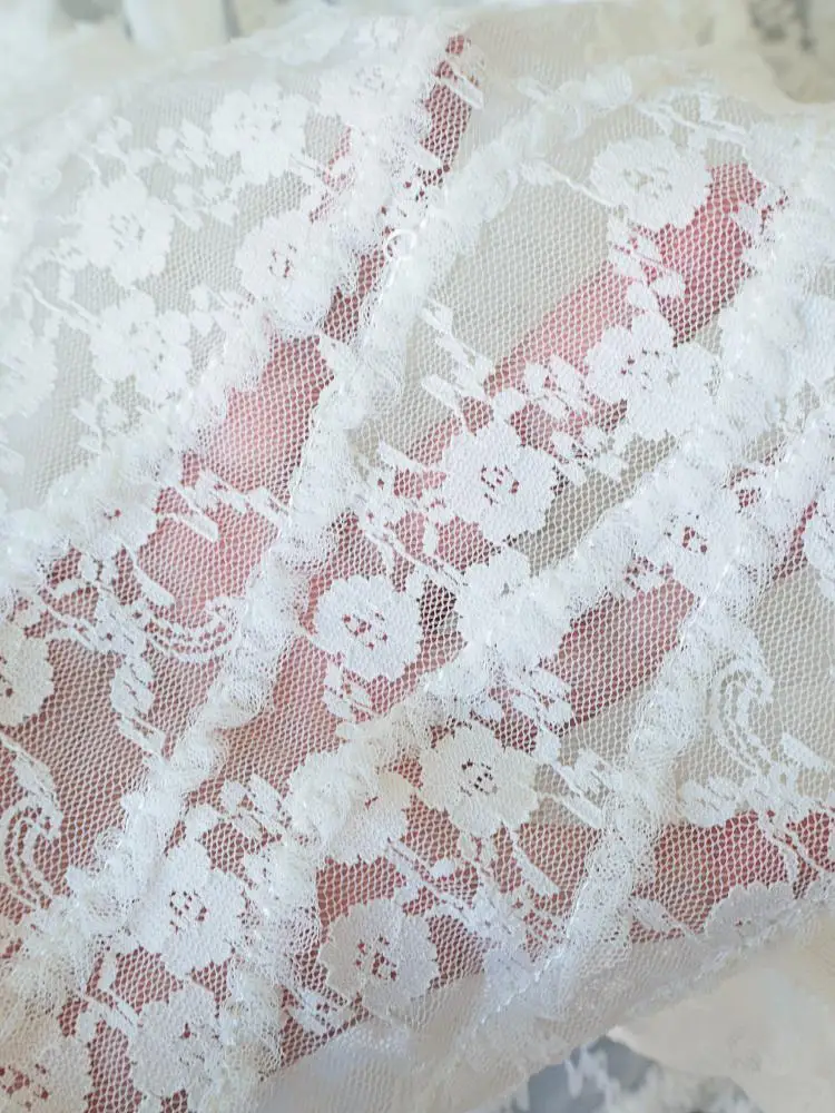 Flower Lace Mesh Embroidery Fabric Hollow Wedding Dress Designer Clothing Material Three-Dimensional Hollow Mesh Fabric