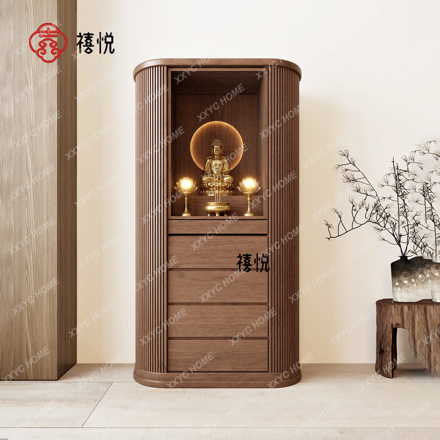 Solid wood Buddhist shrine offering table altar cabinet New Chinese-style household use Buddha statue stand cabinet