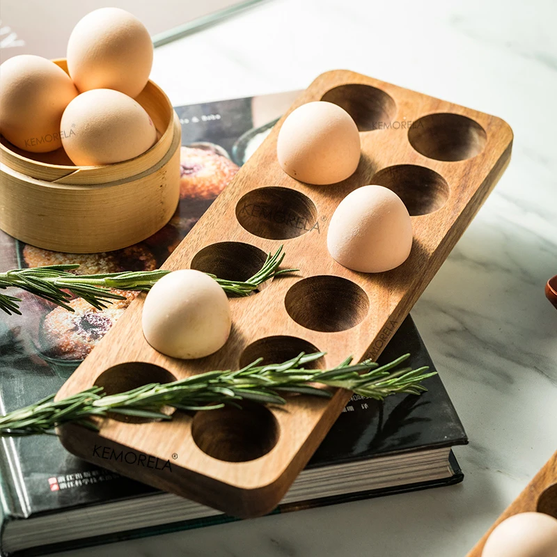 Wooden Egg Storage Box Eggs Tray Home Storage Rack Multi-Compartment Eggs Holder Kitchen Cooking Refrigerator Keep Fresh Tools