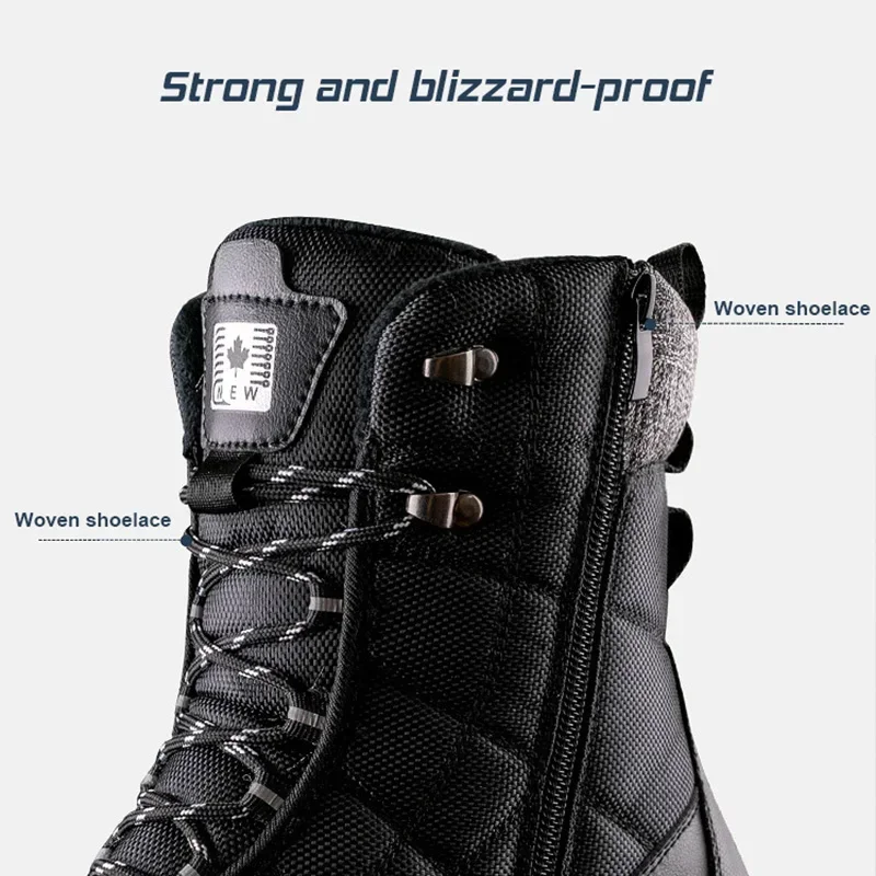 Men Boots Winter Fashion Outdoor Mens Shoes High-top Hiking Ankle Boots Waterproof Blizzard-proof Shoes Snow Plush Male Shoes