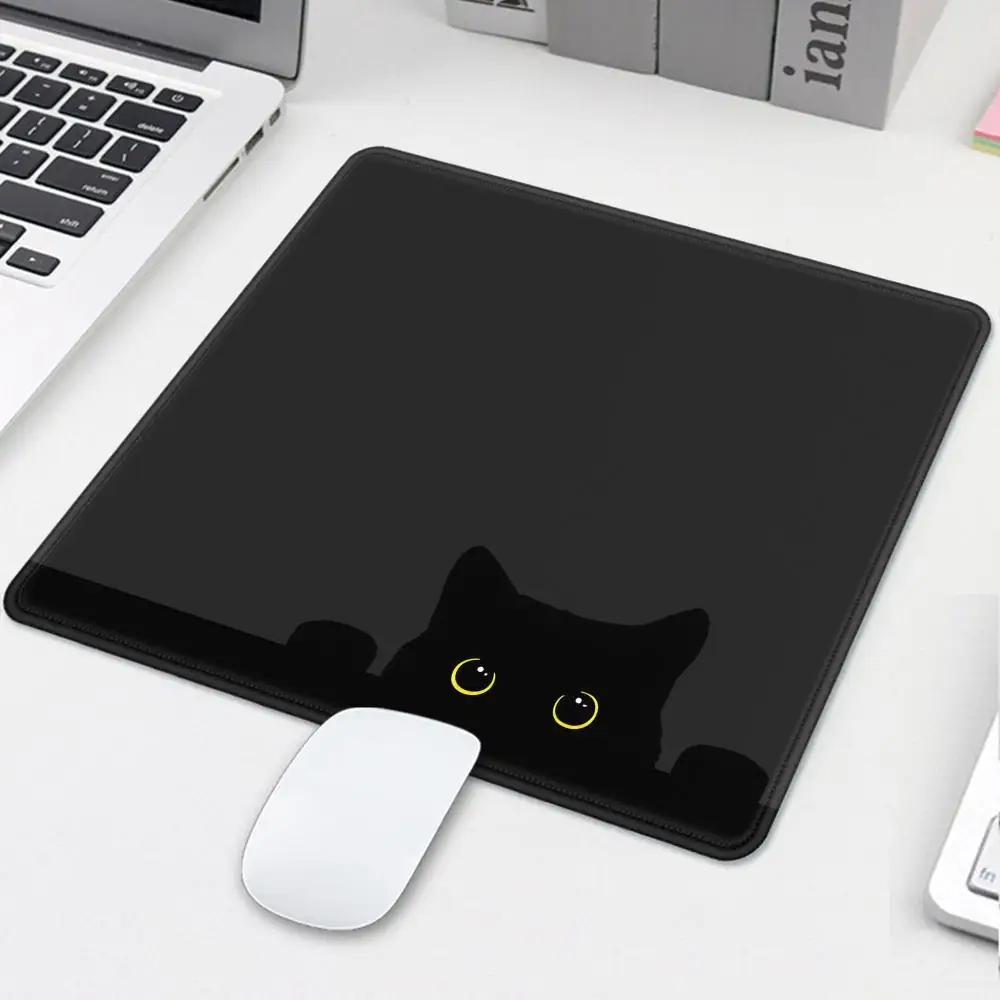 

Black Cat Mousepad Small Office Computer Desk Mat Table Keyboard Big Mouse Pad Laptop Cushion Non-slip Deskpad Home Decor
