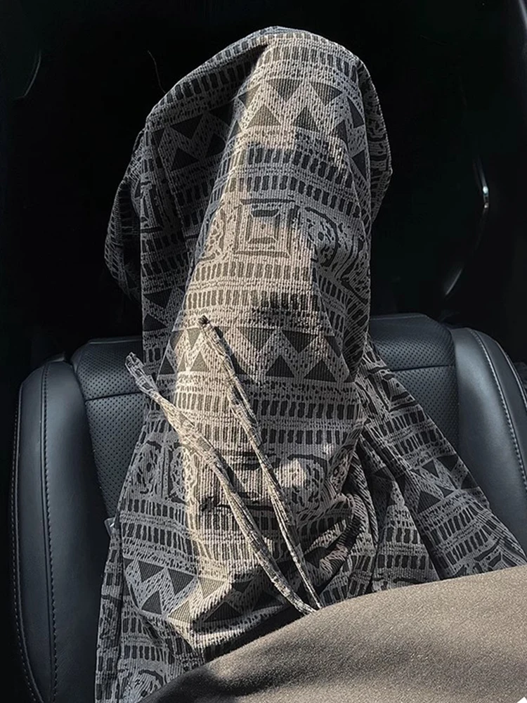 

Мужские вязаные брюки с геометрическим узором, повседневные, в американском ретро-стиле, прямые, длинные, в этническом стиле, весна-осень, с высокой талией