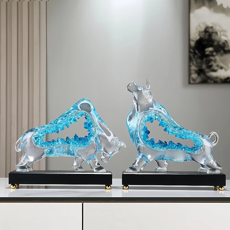 

Custom Resin Bull Statue Feng Shui Wall Street Bull Sculpture Desk Decoration Home Cabinet Factory Bull Statue