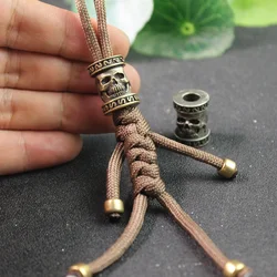 Punk Skull Knife Beads Retro Brass DIY Paracord Handmade Woven Lanyard Flashlight Pendants Jewelry Accessories EDC Outdoor Tool