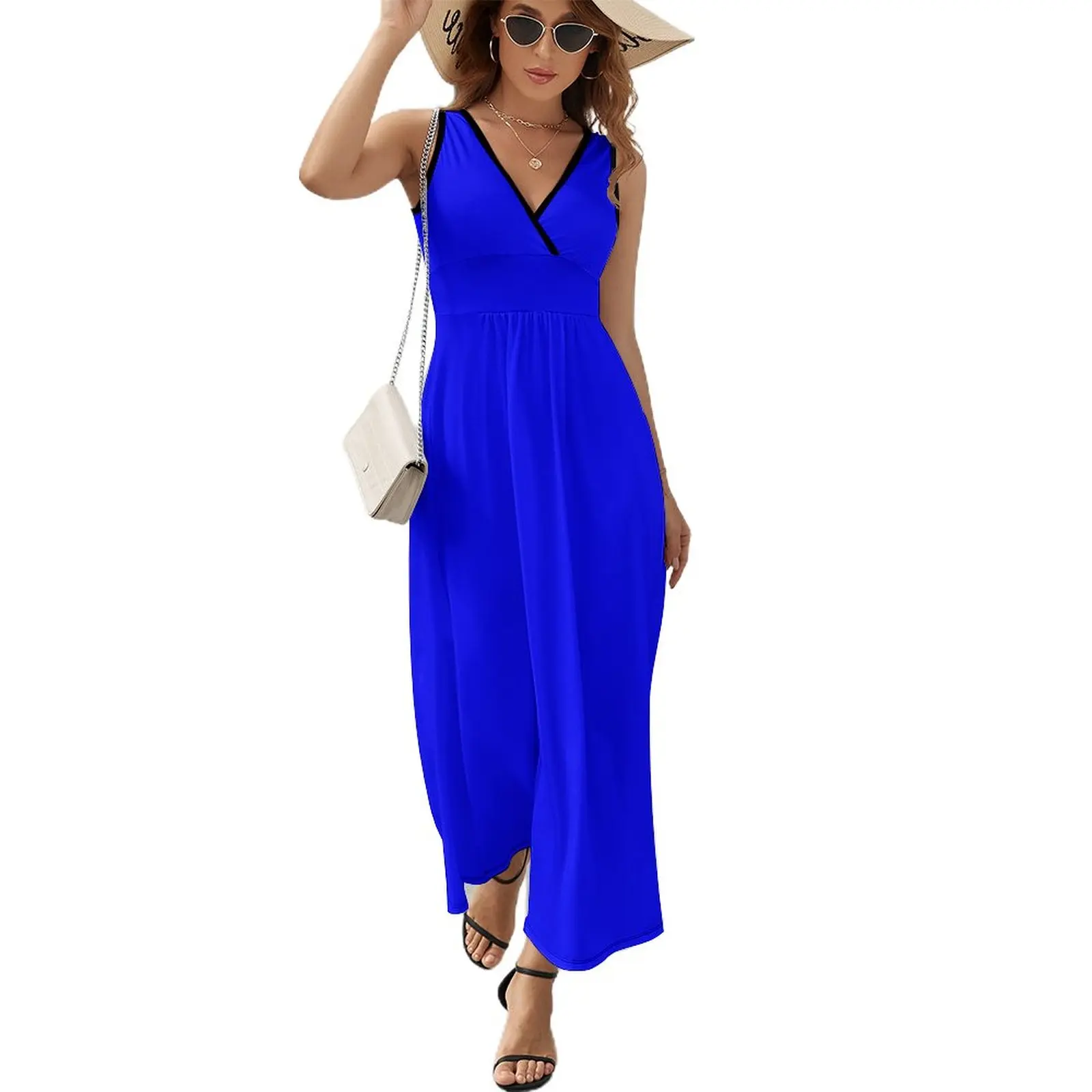 

Solid Sky Blue Sleeveless Dress dresses for woman Summer skirt african dresses for woman