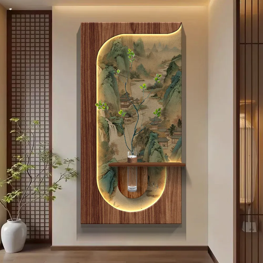 Song's Aesthetic Entrance, Facing the Door, Hanging Paintings, Entrance Decorations, Landscape Paintings, Corridor Murals, Lamps