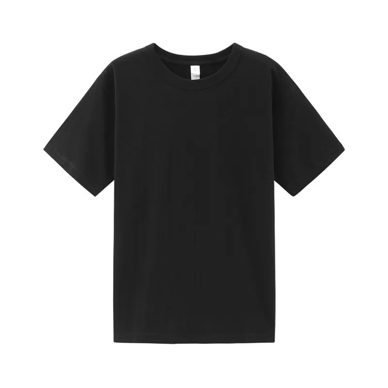 300g Xinjiang Pure Cotton Heavy Weight Non-shrinking Black White Pure Cotton T-shirt Women Brushed