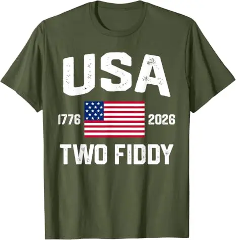 Two Fiddy 2 Fiddy 250th Anniversary 4th of July T-Shirt Y2k USA Proud Patriotic Graphic Saying Tee Neuheitsgeschenk Streetwear Tops – Detail 7