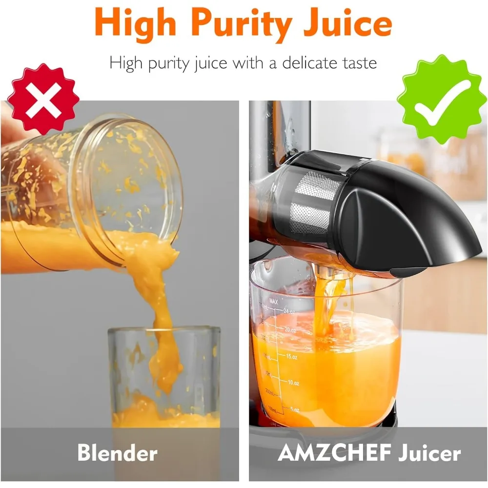 Slow Juicer Machine-Kauwpers Met Omkeerfunctie Om Te Voorkomen Dat U Vastloopt-Stille Sapcentrifuge