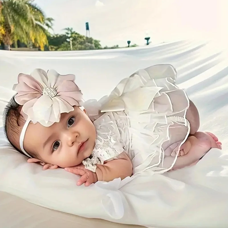 Flower Tutu & Bow Skirt Set, Newborn Baby Photography Costumes, Baby Girls Headdress Photography Costume