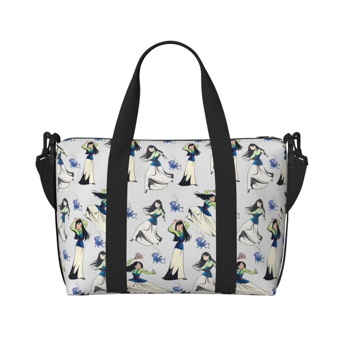 

Custom M-Mulan Cartoon Beach Tote Bag for Women Big Compartment Beach Gym Travel Bags