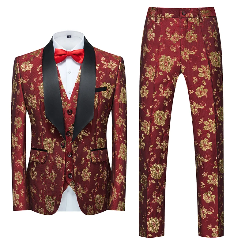 2026 New Men\'s Purple Suit 3-Piece, Wedding Party Dress Jacket and Vest with Trousers, Asian Size Slim-Fit Sets. M-6XL