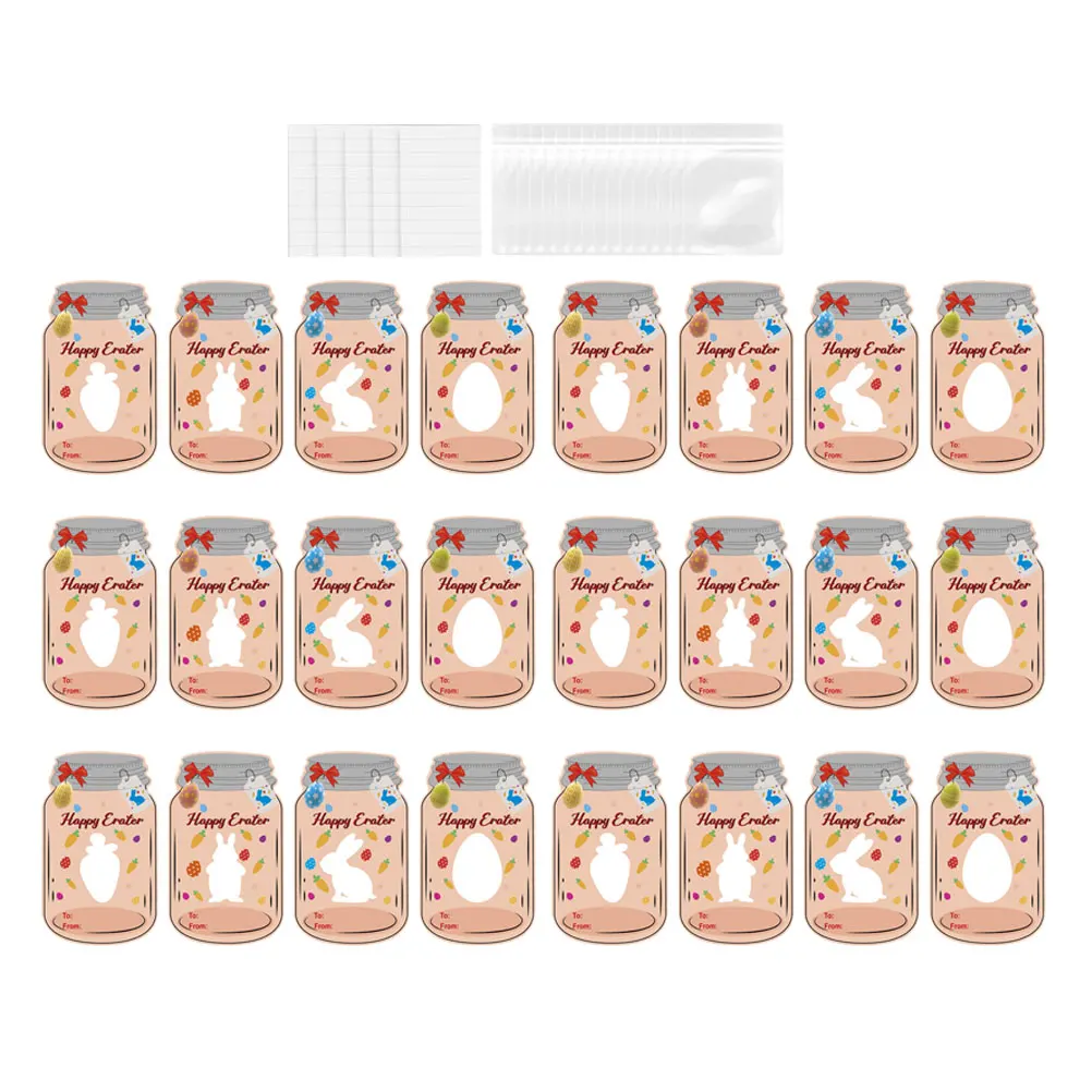 

24 Pcs Easter Rabbit Egg Cards for Classroom Exchange H writing Supplies Decorative Paper Gifts Easter Greeting Messages