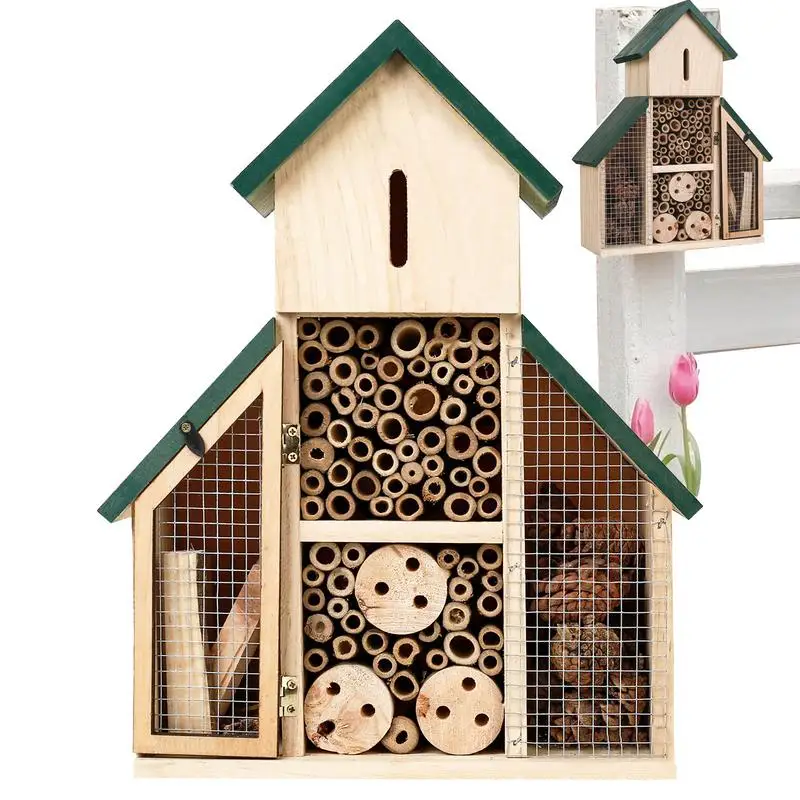 

Garden Wooden Ladybug House Hangable Ladybug Hotel Nesting Habitat for Ladybugs Lacewings Bee Box Decoration for Garden Yard