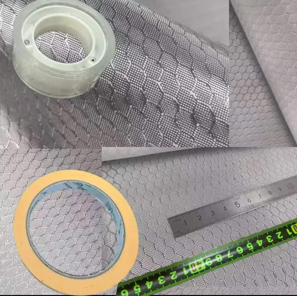 240gsm 2x2 Football Honeycomb Pattern Fabric Glass Carbon Blend Plating Silver Fabric, 40' inch / 100cm Width 30cm/50cm Length