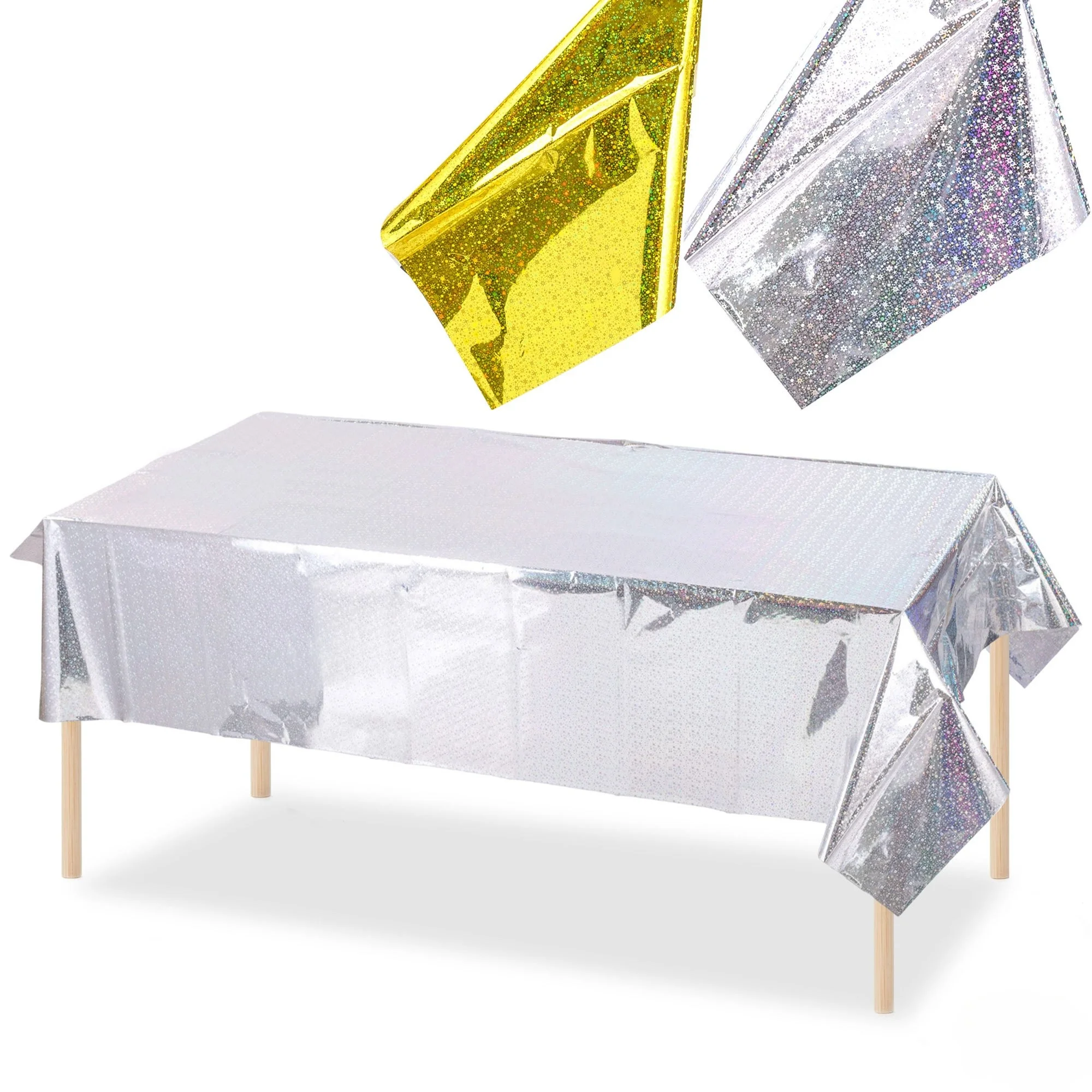 5pcs Shiny Metallic Foil Tablecloth, Sparkle Glitter Table Cloth for Birthday Party Wedding Graduation Holiday Event Decor