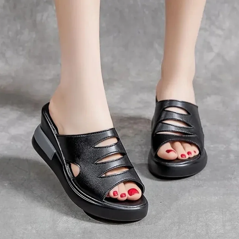 Women Slippers Fashion High Heels Shoes Platform Sandals Summer Flip Flops New Women Shoes Walking Zapatillas Mujer 36-43