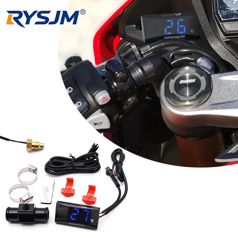 Universal Water Temperature Blue Digital Gauge for XMAX250 300 NMAX CB 400 CB500X KOSO with 16mm 18mm 22mm Thermometer Adapter