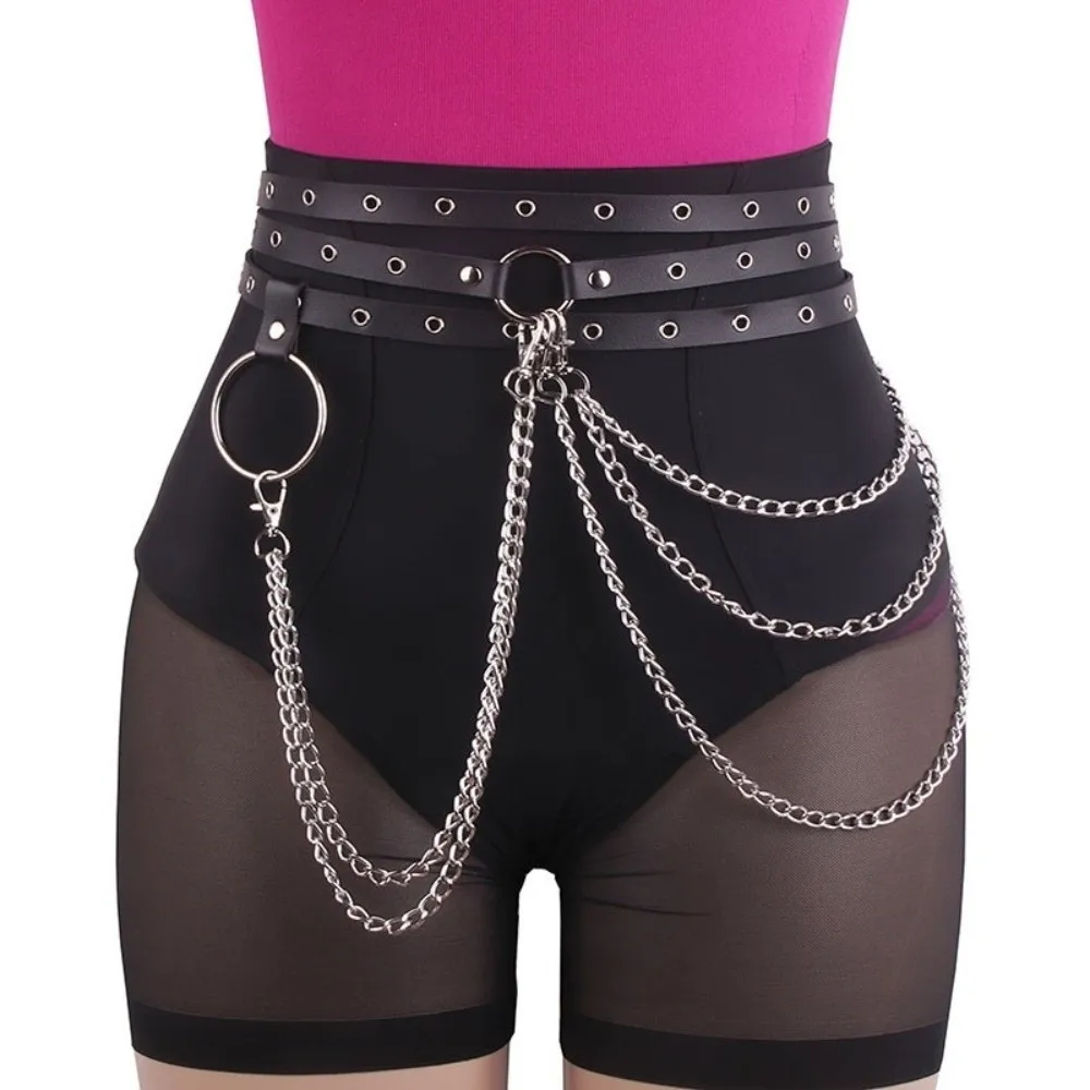 

Регулируемый многослойный женский пояс-ремень из искусственной кожи в стиле панк, удлиненный, для платьев в стиле хип-хоп и JK, аксессуар для платья