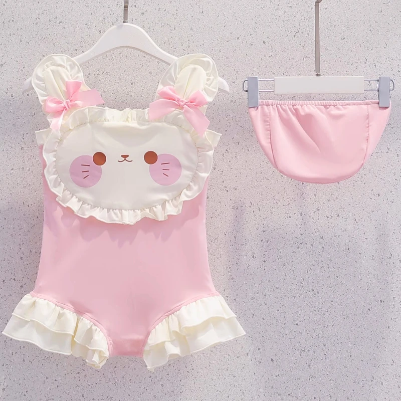 

2026 Summer New Children's Stylish One-piece Butterfly Festival Suspender Flat Angle Cute Pattern Swimsuit