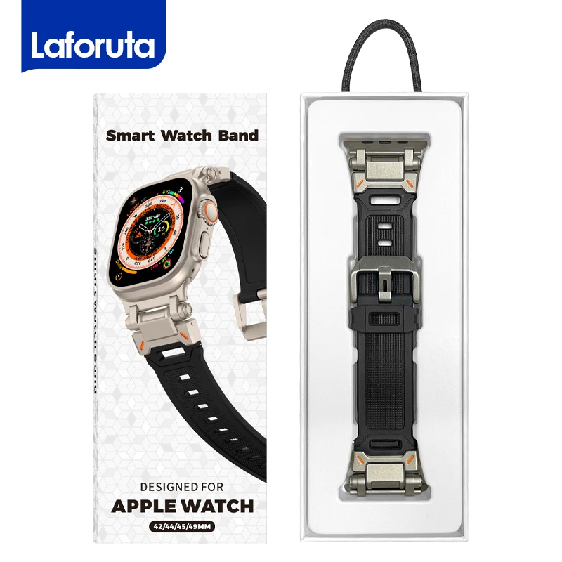 Sport Strap For Apple Watch Ultra 2 49mm Band TPU Soft Silicone Outdoor Tactics for Iwatch Series 9/8/7/SE 45mm 44mm Accessories