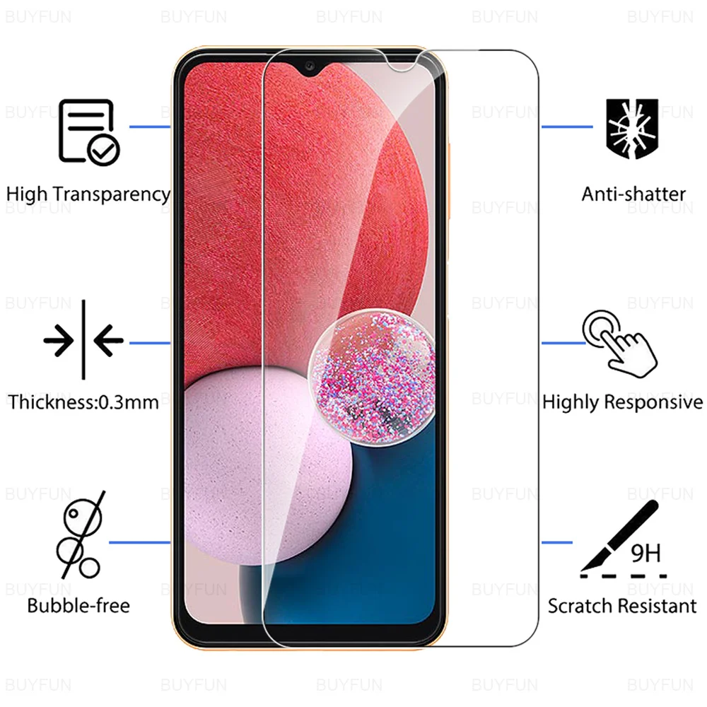3 قطعة الزجاج واقية لسامسونج غالاكسي A13 4 جرام الزجاج المقسى لسامسونج A53 A33 A73 5 جرام A23 A03s A03 الأساسية غطاء شاشة فيلم