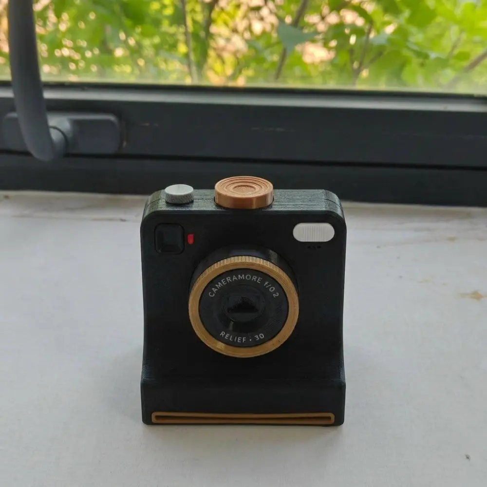 Funny 3D Printed Latte Camera Vintage Look Replaceable Cards DIY Latte Art Camera Tool One Touch Press Plastic