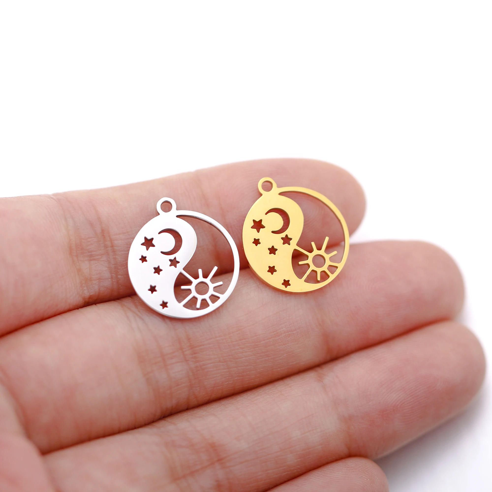 5 teile/los Edelstahl Sonne Mond Sterne Charms Für Schmuck Machen Liefert Diy Ohrringe Armband Halskette Zubehör Großhandel – Detail 15