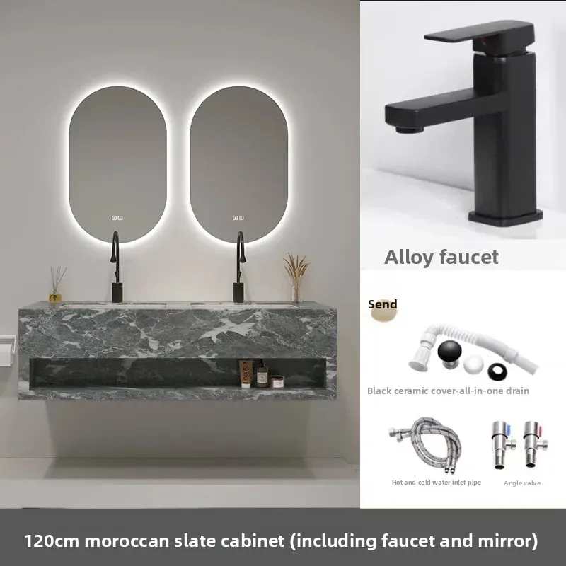 

Modern Bathroom Vanity Cabinet with Sink Minimalist Slate Bathroom Cabinet With Smart Mirror Double Washbasin Bathroom Furniture
