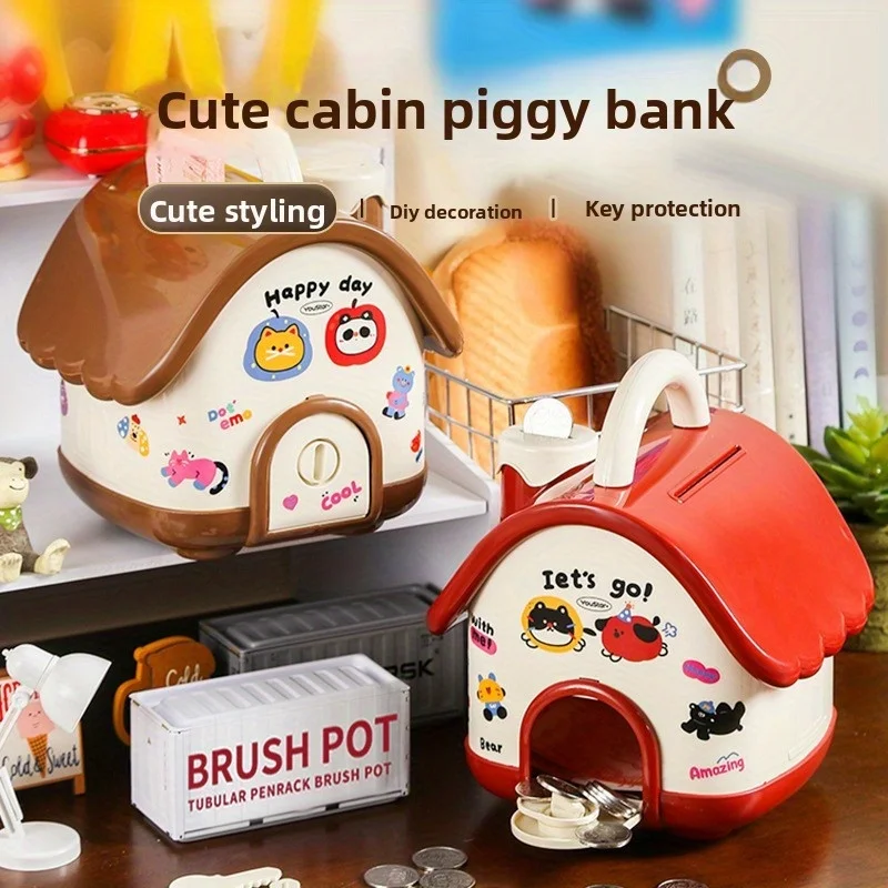 Creative Piggy Bank Cute Saving Money Box Desktop Ornament Home Decoration with Random Sticker Piggy Bank Storage Containers