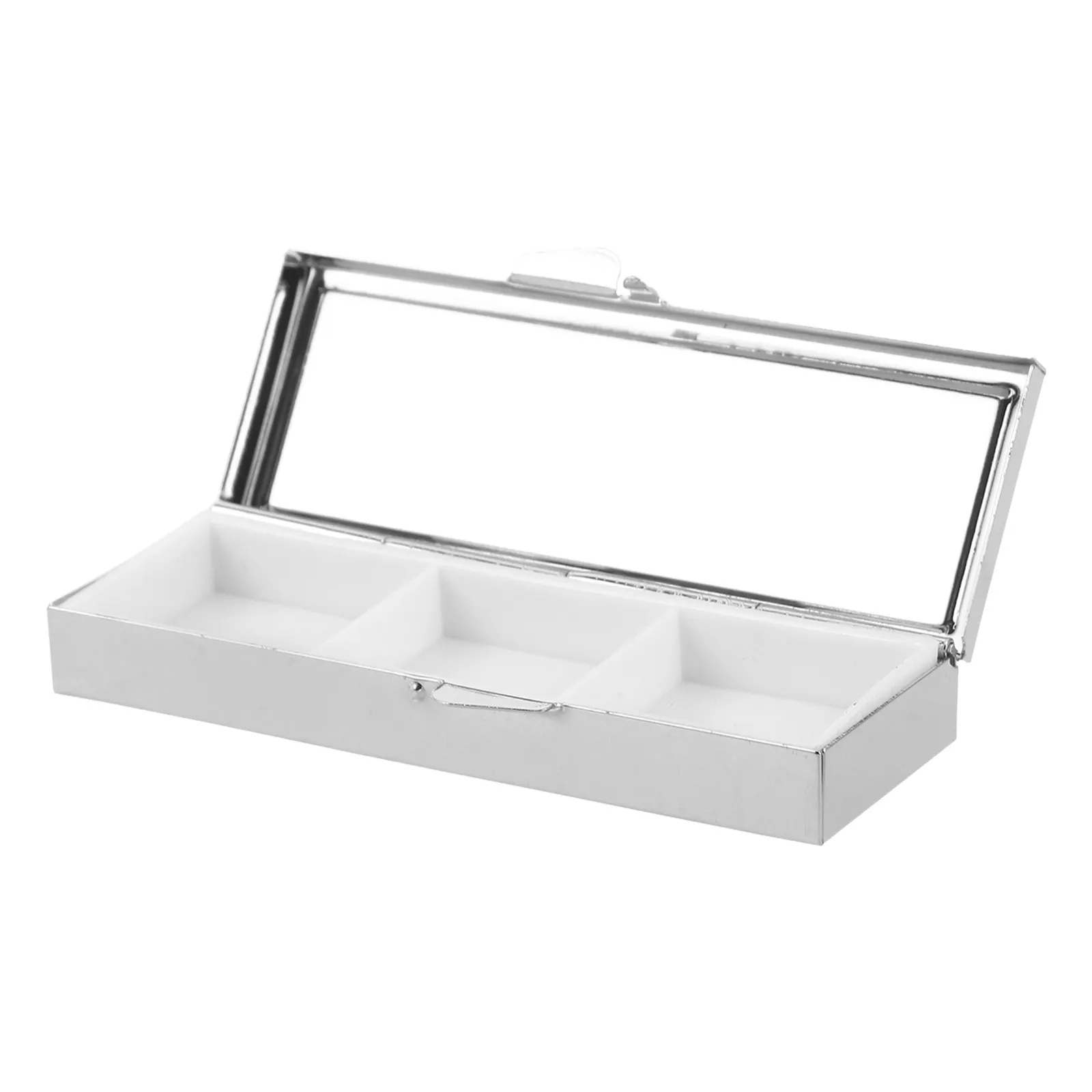 

Rhinestone Decorated Pill Organizer 3 Section Metal Portable Medicine Case Small Travel Pill Holder for Purse Pocket Use