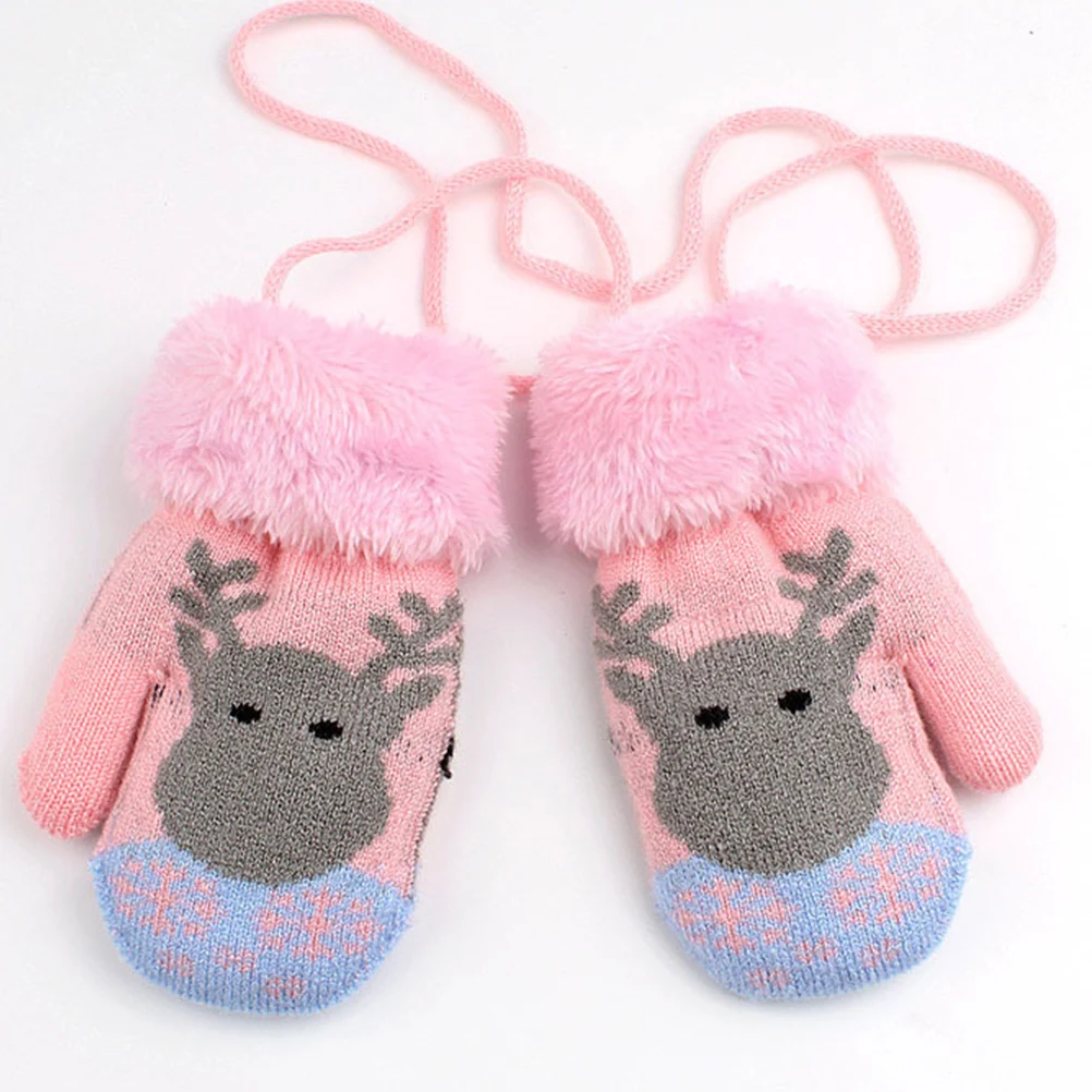 

Fleece Finger Gloves Thicken Mitten Winter Accessories Kids Knitted Warm Pink Soft Durable Practical Long Term Use Full