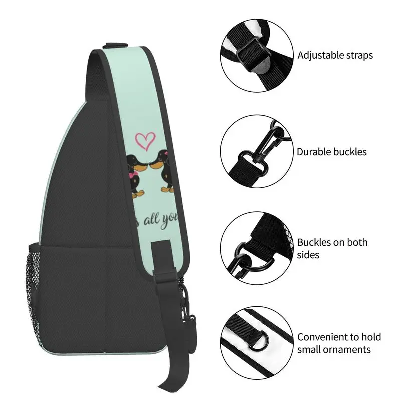 O Dachshund Sling peito saco para homens, personalizado, texugo, salsicha, Wiener Dogs, mochila de ombro crossbody, viagem, caminhadas mochila