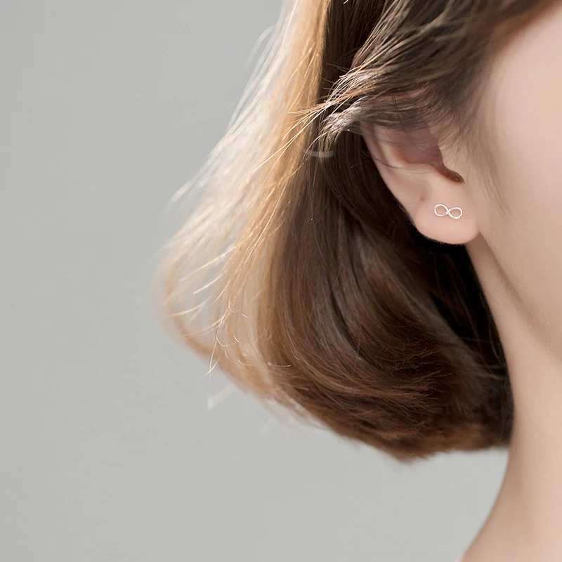 MODIAN Valentine's Gift Classic Eternal Infinite Love Stud Earring for Women 925 Sterling Silver Simple Ear Pin Fine Jewelry
