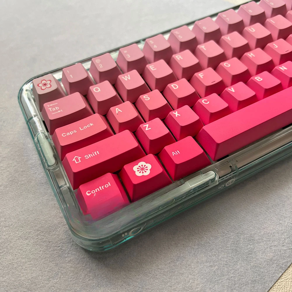 

Spring breeze peach blossom pink gradual change keycap PBT five-sided hot sublimation keycap 138 keys