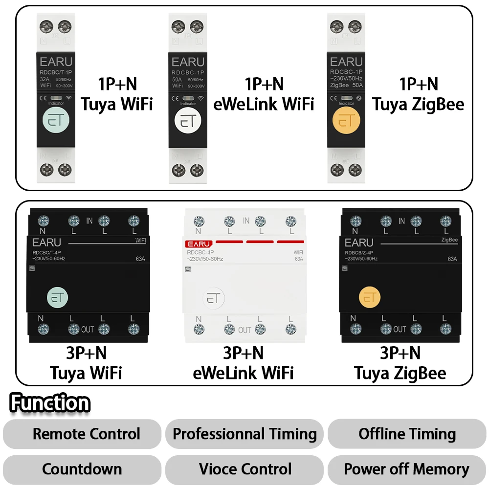 3P+N WIFI Rail Type AC Intelligent Air Circuit Breaker Mobile Phone APP Wireless Remote Control Circuit Power Off Control Switch