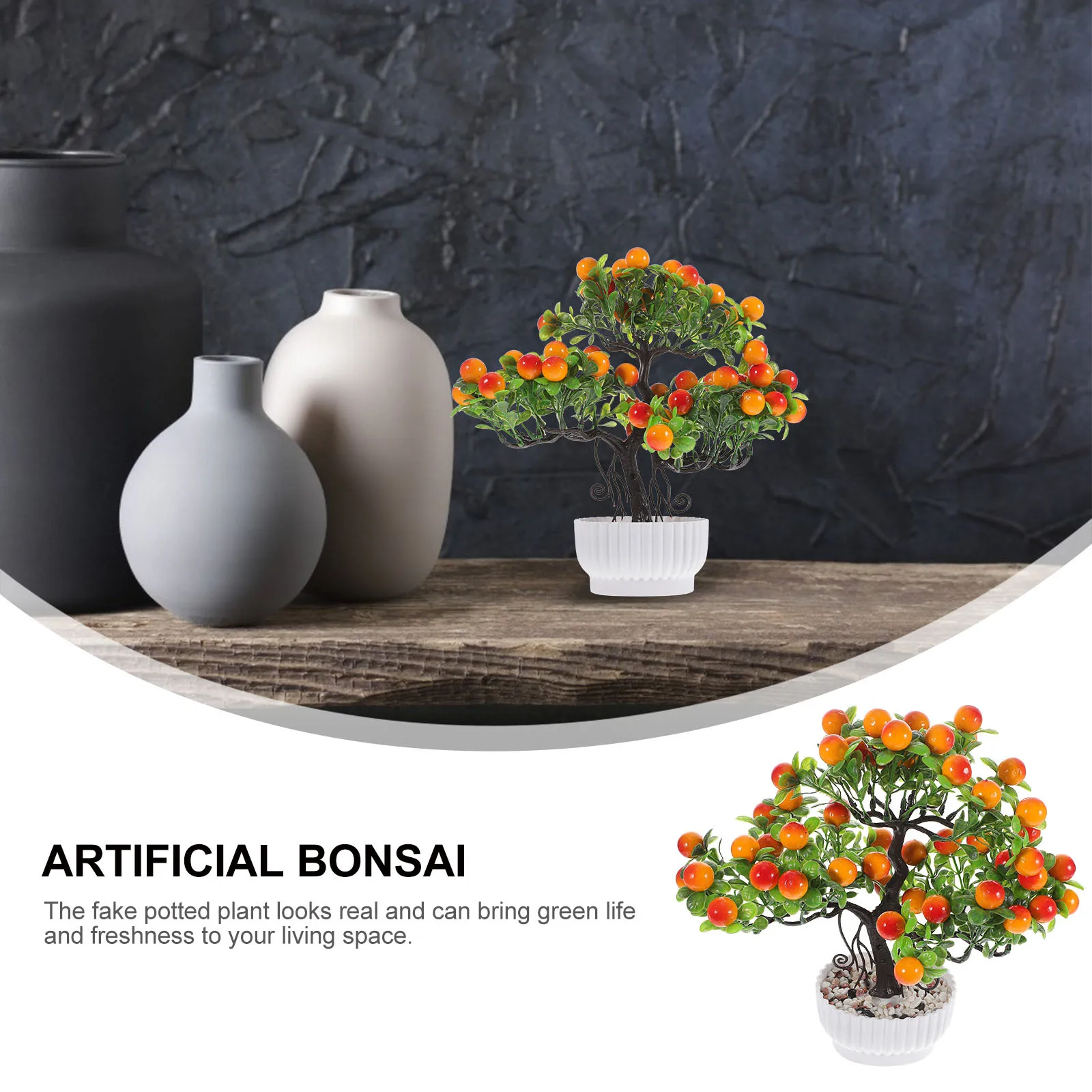 

Small Fake Potted Bonsai Realistic Artificial Plant Decor for Desktop Home Office Indoor Space Easy Care Green Foliage