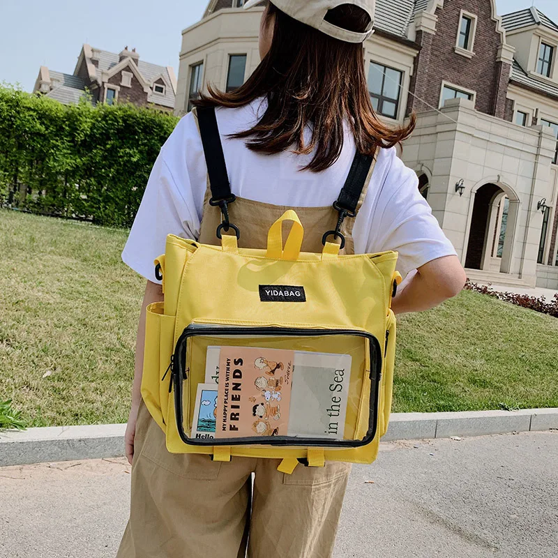 Itabag-mochila con bolsillo transparente para mujer, bolso itabag de gran capacidad, a la moda, novedad