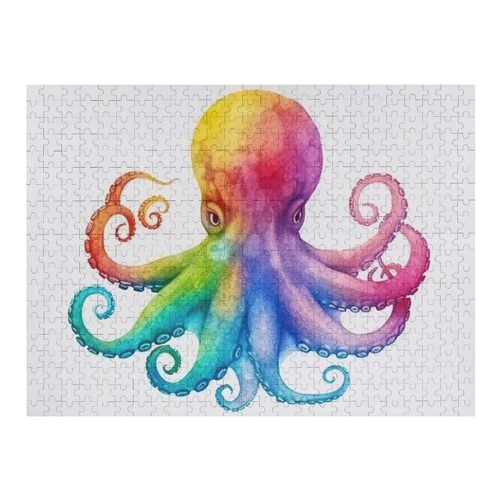 레인보우 문어 직소 퍼즐의 미니멀리스트 성인을위한 맞춤형 아기 장난감 우드 맞춤형 나무 선물 게임 어린이 퍼즐