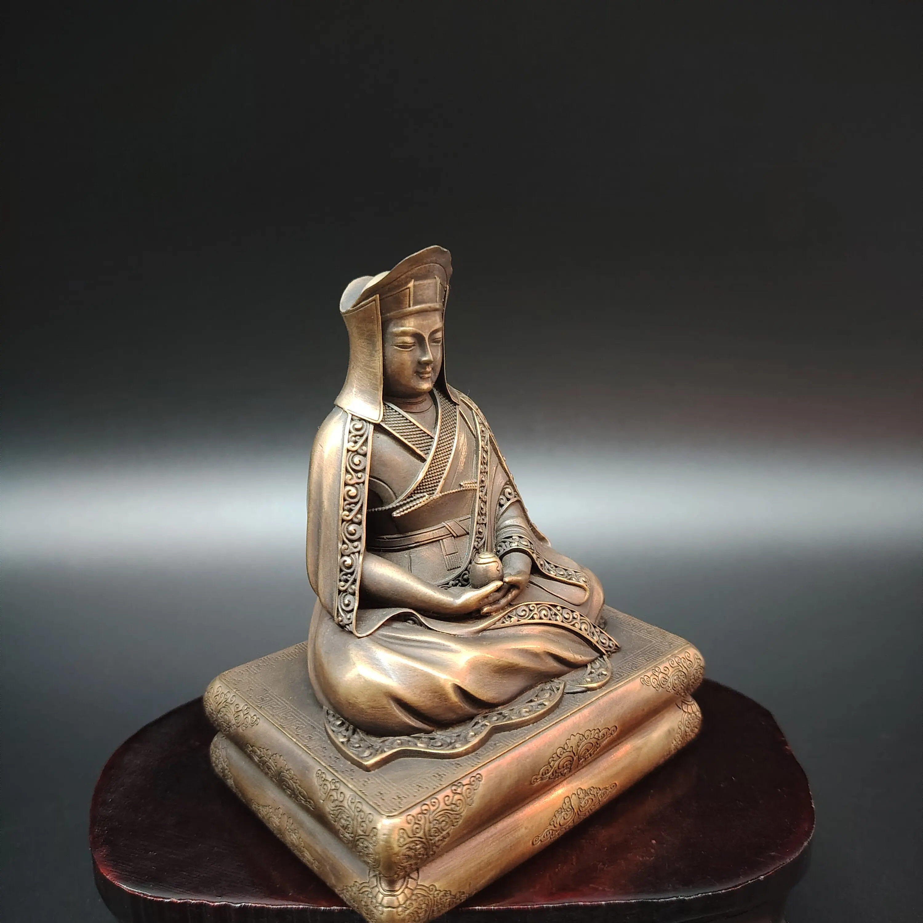 Copper Gampopa Milarepa Tsongkhapa Three Masters Buddhist Statues 10cm Home Altar Blessing