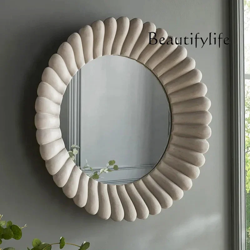 HH European round sunflower makeup mirror French living room decorative entrance mirror bathroom wall hanging fashion
